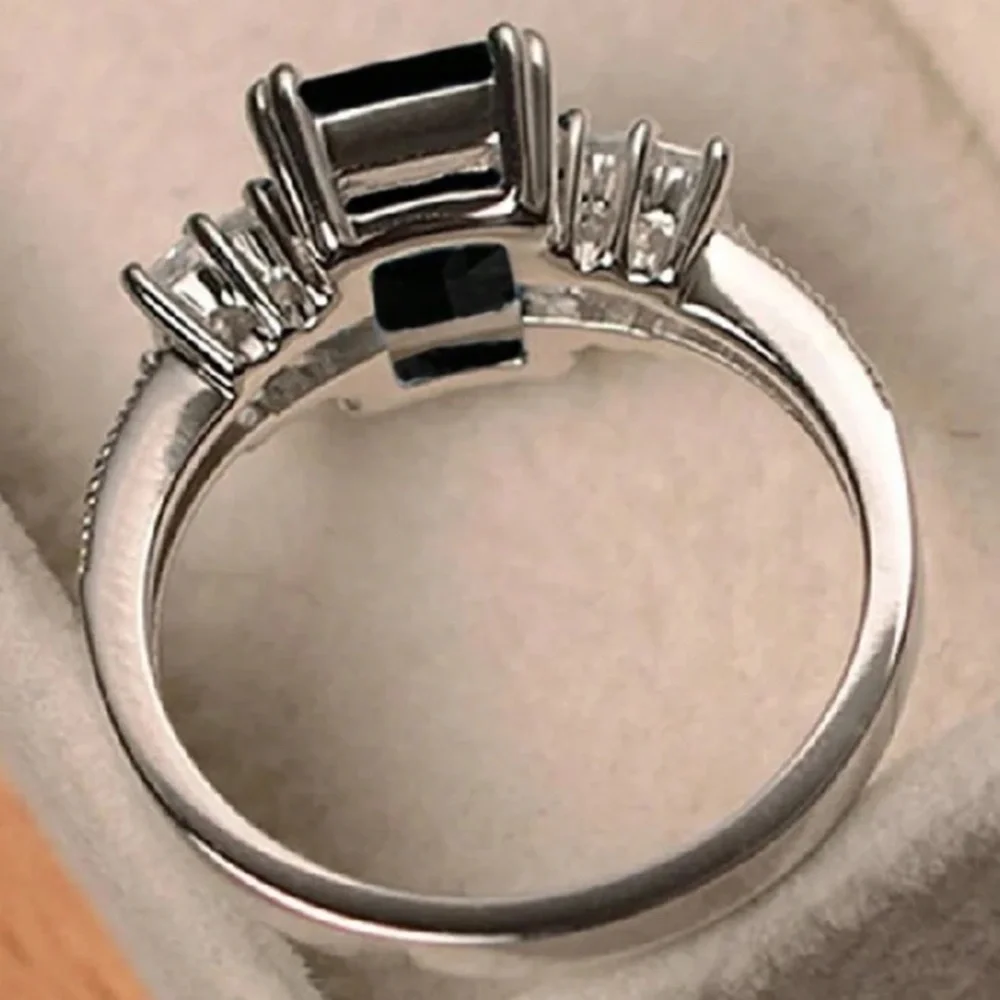 ELEGANT BLACK DIAMOND BRIDAL WEDDING RING - Picture 3 of 4